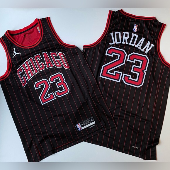 Jordan Other - Jordan Black & Red Chicago Pinstripe Jersey size M to 2XL